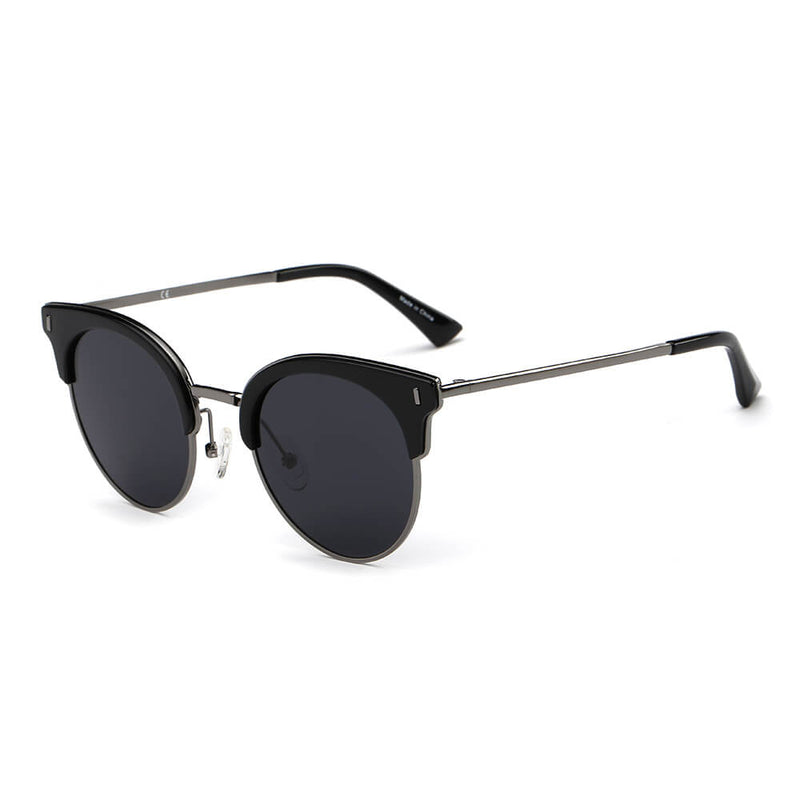 BILOXI | Women Half Frame Round Cat Eye Polarized Sunglasses-2