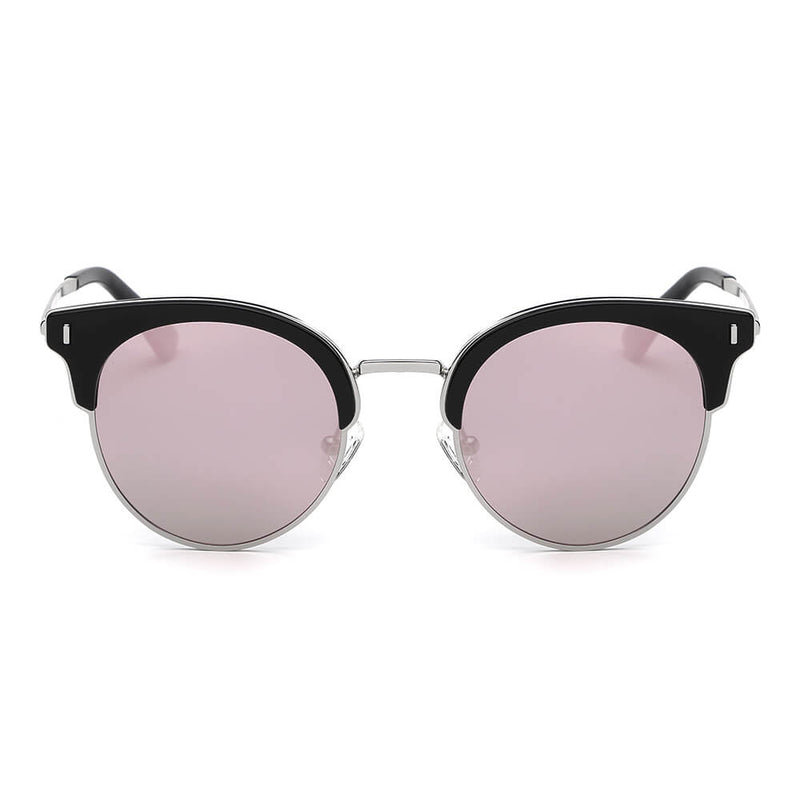 BILOXI | Women Half Frame Round Cat Eye Polarized Sunglasses-5
