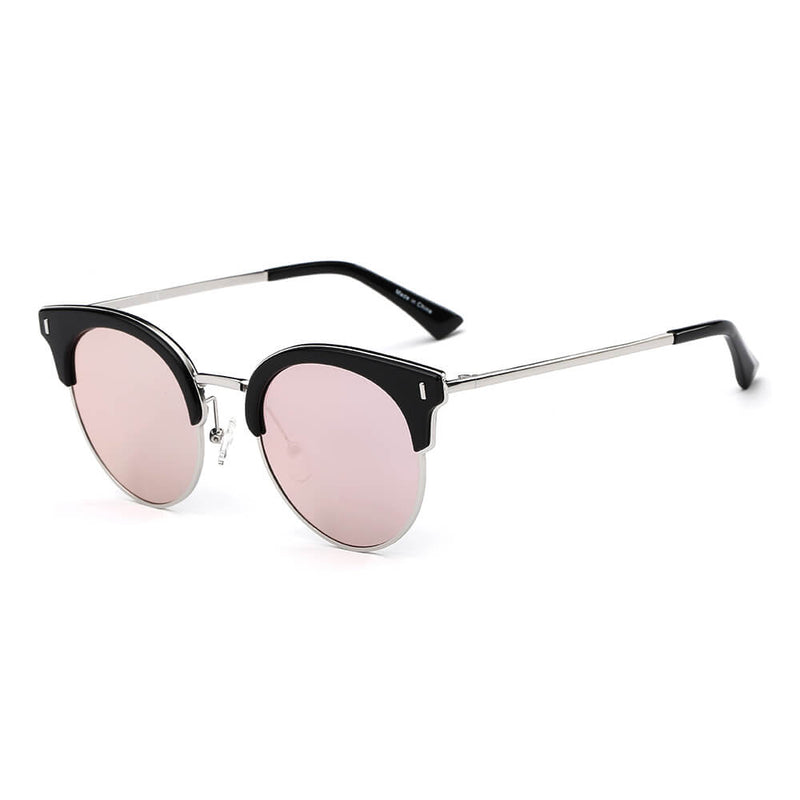 BILOXI | Women Half Frame Round Cat Eye Polarized Sunglasses-4