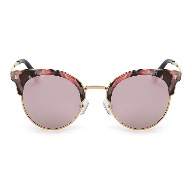BILOXI | Women Half Frame Round Cat Eye Polarized Sunglasses-7