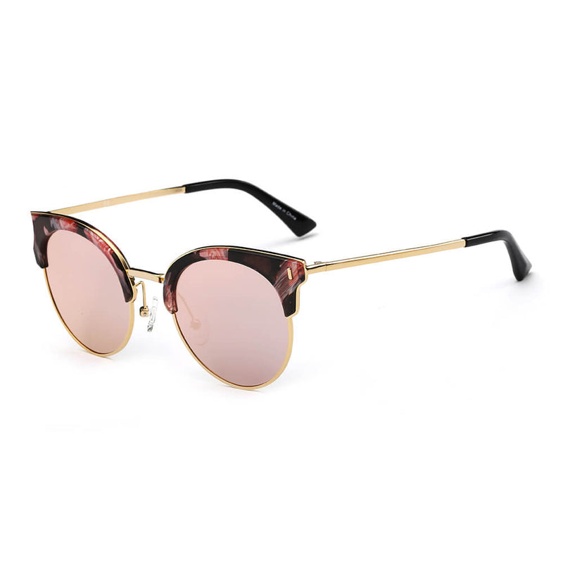BILOXI | Women Half Frame Round Cat Eye Polarized Sunglasses-6
