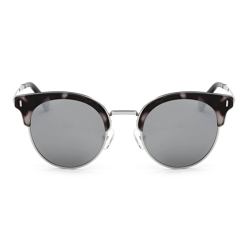 BILOXI | Women Half Frame Round Cat Eye Polarized Sunglasses-9
