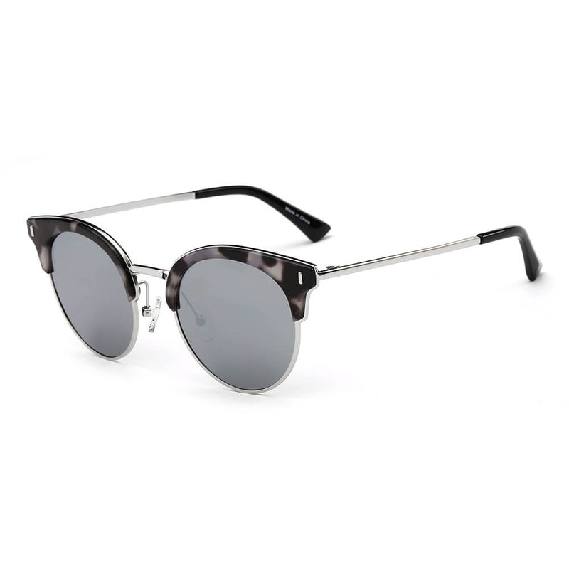 BILOXI | Women Half Frame Round Cat Eye Polarized Sunglasses-8