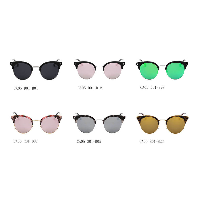 BILOXI | Women Half Frame Round Cat Eye Polarized Sunglasses-17