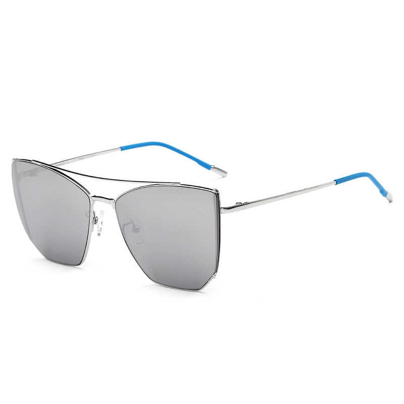 DORSET - Oversize Polygon Mirrored Lens Cat Eye Sunglasses-6