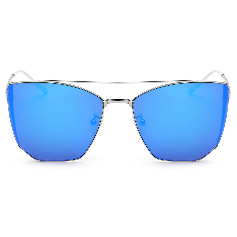 DORSET - Oversize Polygon Mirrored Lens Cat Eye Sunglasses-11