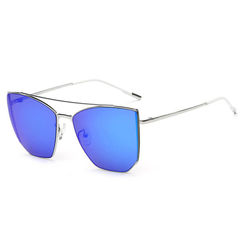DORSET - Oversize Polygon Mirrored Lens Cat Eye Sunglasses-10