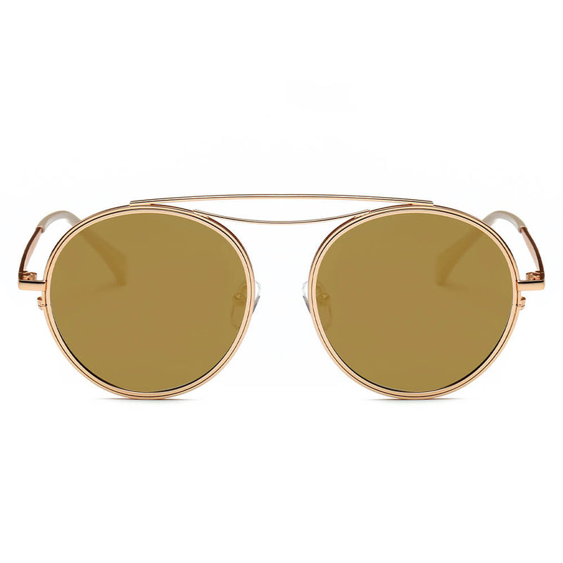 FAIRFAX | Polarized Circle Round Brow-Bar Fashion Sunglasses-9