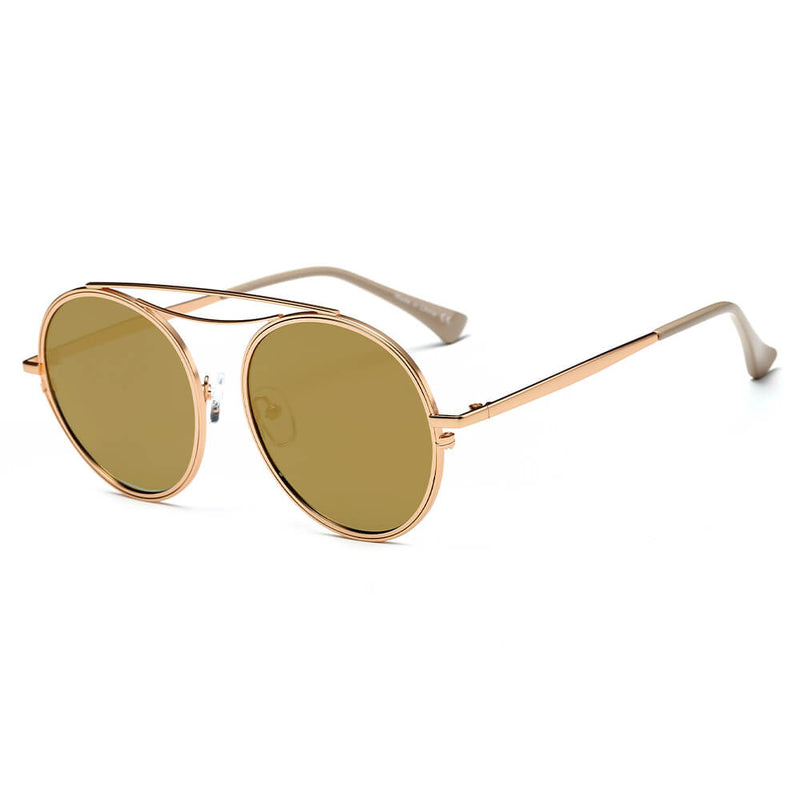FAIRFAX | Polarized Circle Round Brow-Bar Fashion Sunglasses-8