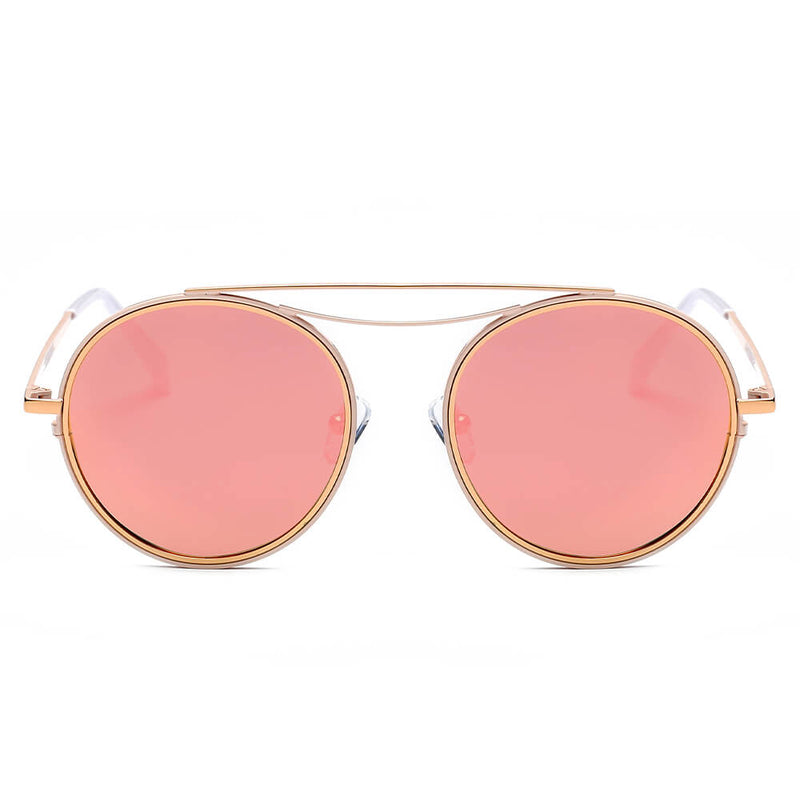 FAIRFAX | Polarized Circle Round Brow-Bar Fashion Sunglasses-3