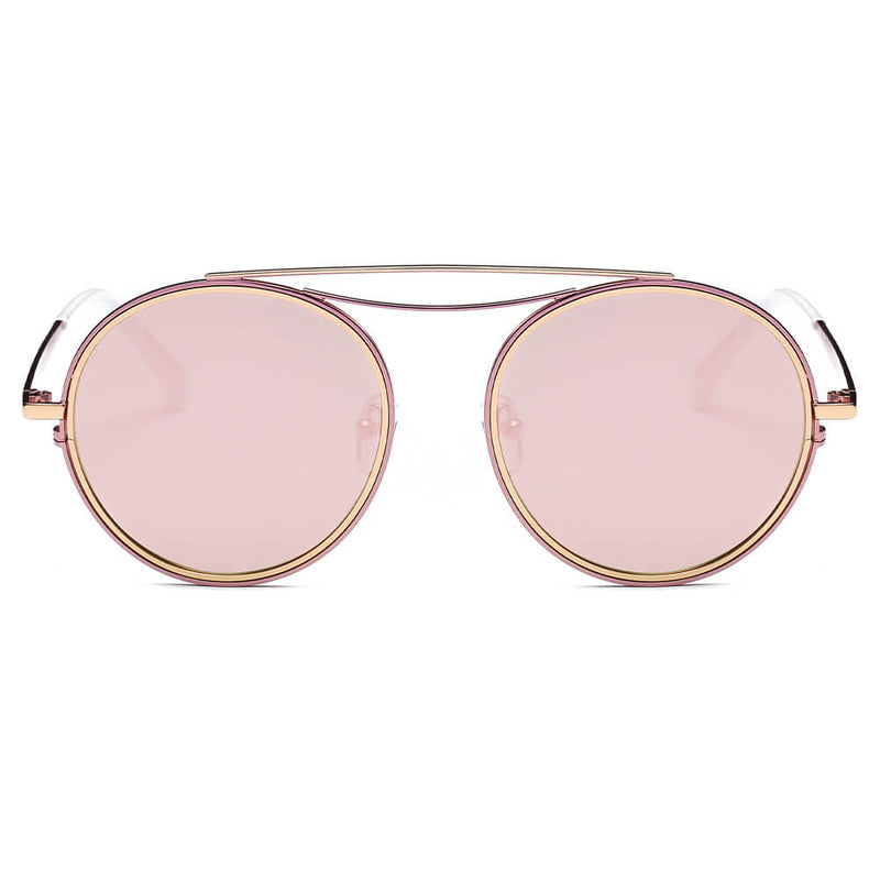 FAIRFAX | Polarized Circle Round Brow-Bar Fashion Sunglasses-5