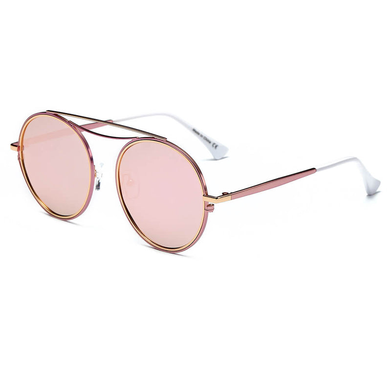 FAIRFAX | Polarized Circle Round Brow-Bar Fashion Sunglasses-4
