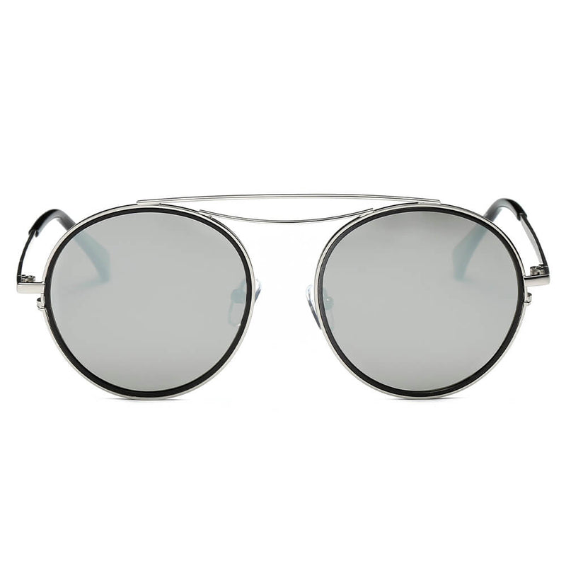 FAIRFAX | Polarized Circle Round Brow-Bar Fashion Sunglasses-1