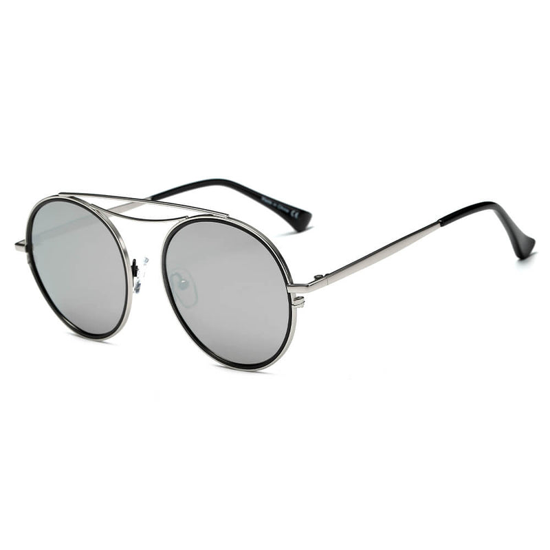 FAIRFAX | Polarized Circle Round Brow-Bar Fashion Sunglasses-0