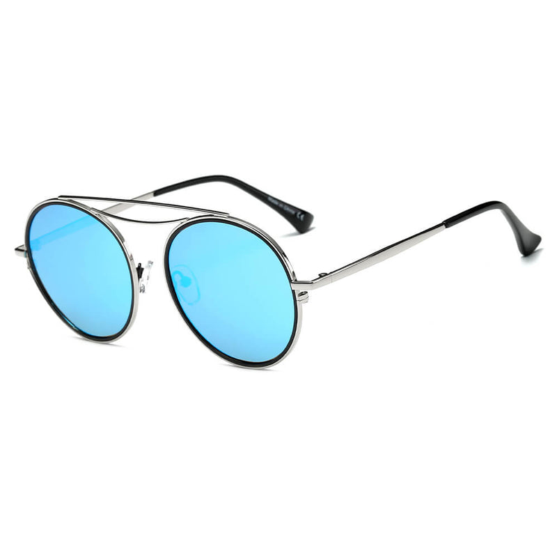 FAIRFAX | Polarized Circle Round Brow-Bar Fashion Sunglasses-6