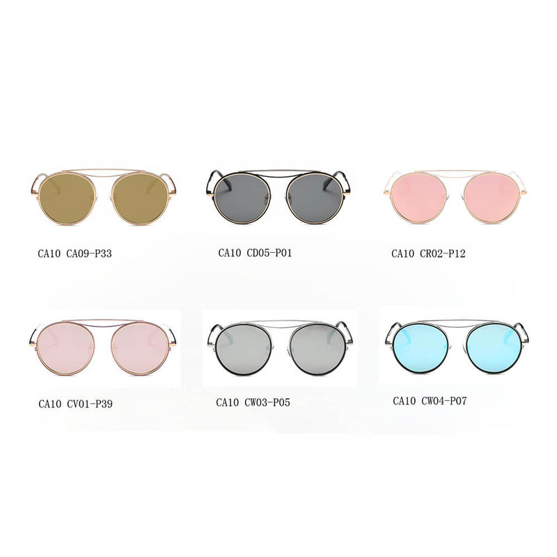 FAIRFAX | Polarized Circle Round Brow-Bar Fashion Sunglasses-15
