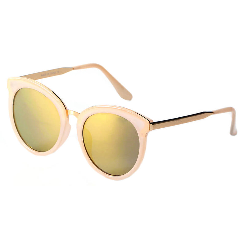 ELWOOD | Vintage Oversized Round Mirrored Lens Horned Rim Sunglasses-4