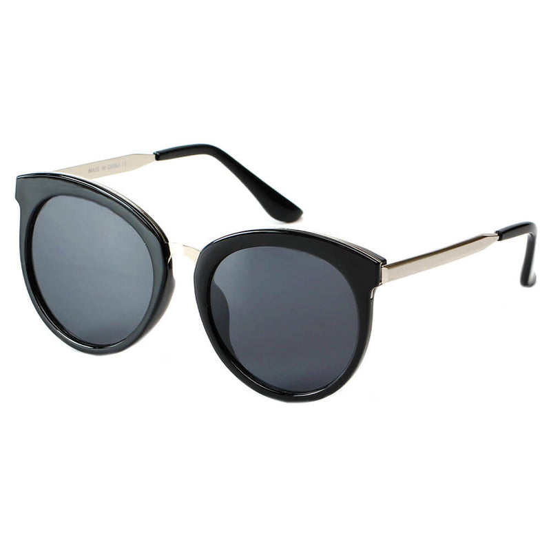 ELWOOD | Vintage Oversized Round Mirrored Lens Horned Rim Sunglasses-6
