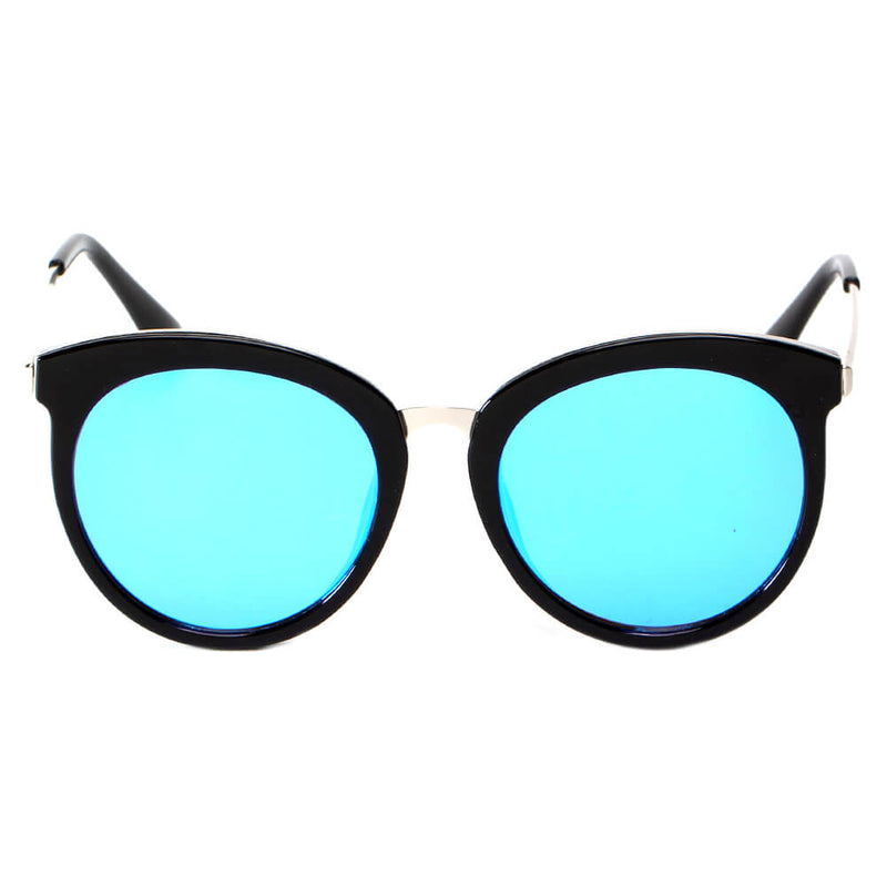 ELWOOD | Vintage Oversized Round Mirrored Lens Horned Rim Sunglasses-9