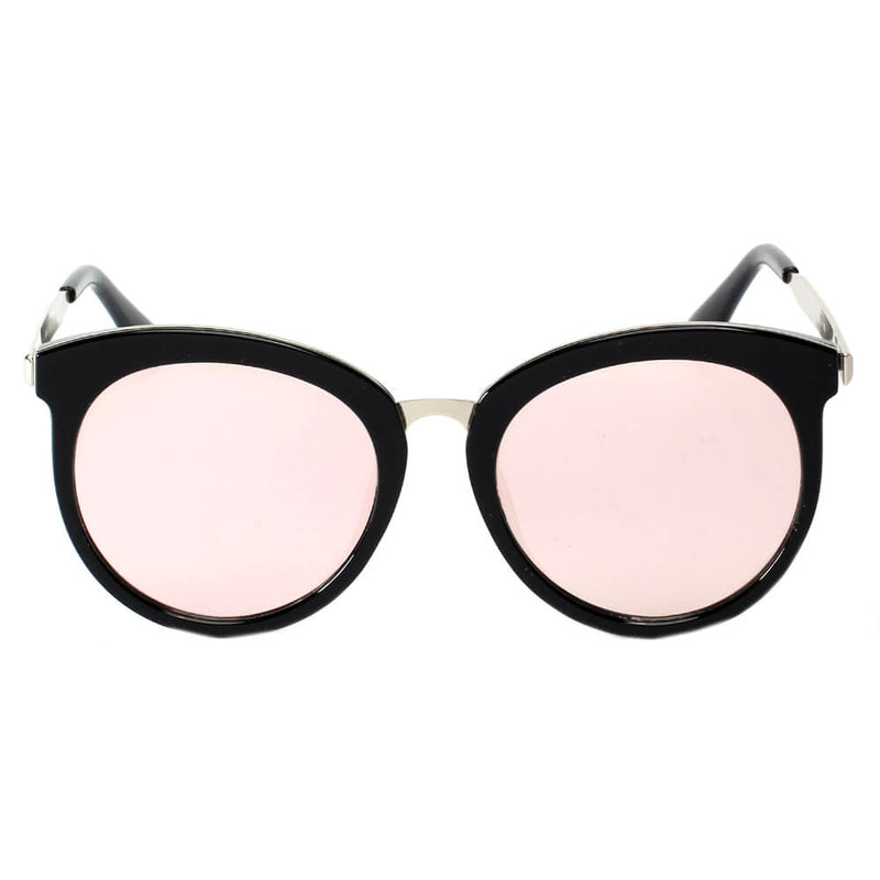 ELWOOD | Vintage Oversized Round Mirrored Lens Horned Rim Sunglasses-11