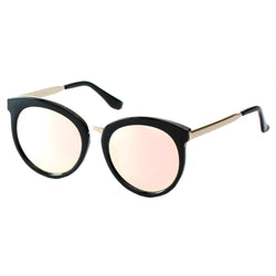 ELWOOD | Vintage Oversized Round Mirrored Lens Horned Rim Sunglasses-10