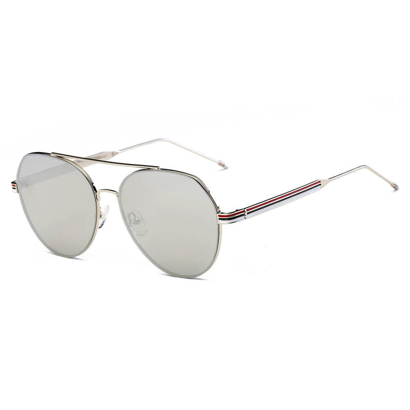 ERIE - Modern Teardrop Aviator Flat Mirrored Flat Lens Sunglasses-2
