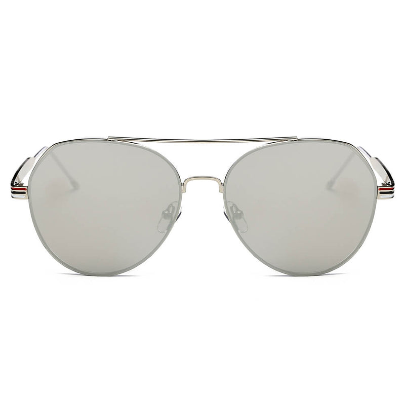 ERIE - Modern Teardrop Aviator Flat Mirrored Flat Lens Sunglasses-3