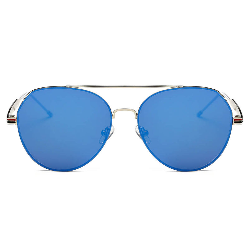 ERIE - Modern Teardrop Aviator Flat Mirrored Flat Lens Sunglasses-5