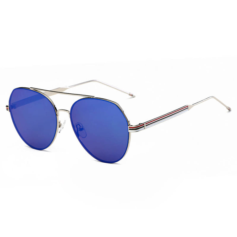 ERIE - Modern Teardrop Aviator Flat Mirrored Flat Lens Sunglasses-4