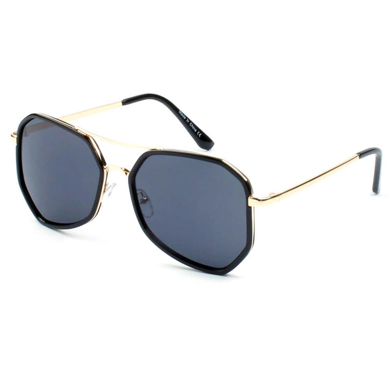 NADINE | Modern Hexagonal Metal Frame Fashion Rim Sunglasses-2