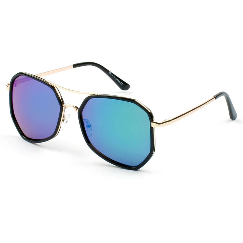 NADINE | Modern Hexagonal Metal Frame Fashion Rim Sunglasses-8