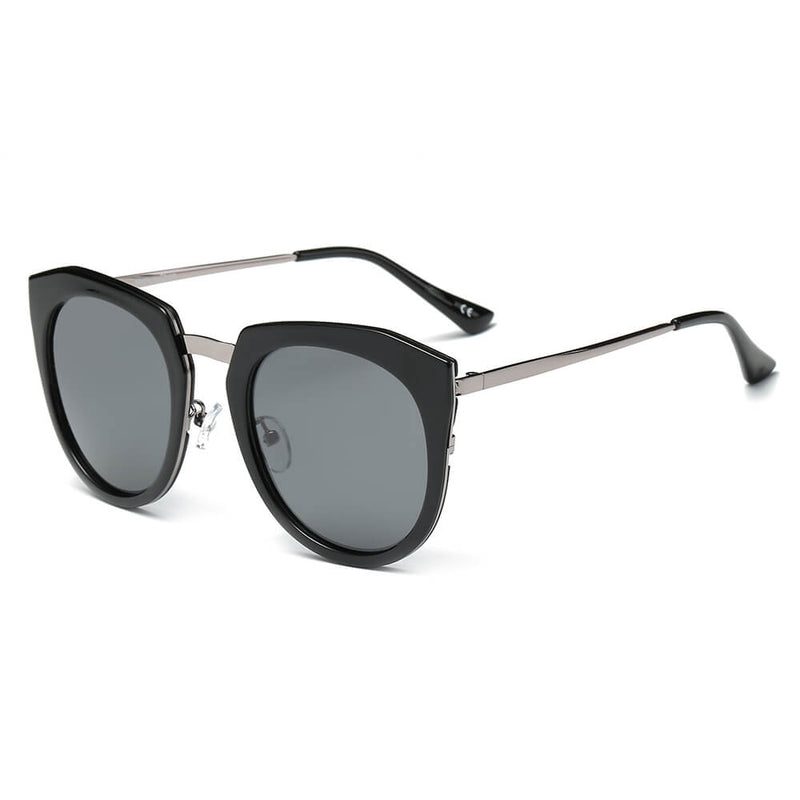 FERNDALE | Mirrored Polarized Lens Oversize Cat Eye Sunglasses-0