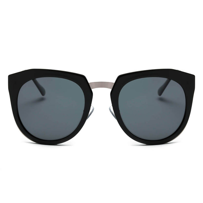 FERNDALE | Mirrored Polarized Lens Oversize Cat Eye Sunglasses-1
