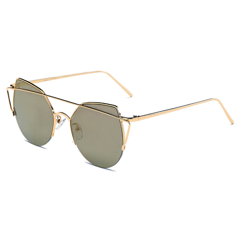 DILLON | Modern Cat Eye Mirrored Flat Lens Sunglasses Circle-7
