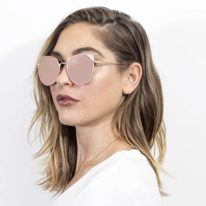 HERSHEY | Women's Flat Lens Metal Frame Cat Eye Sunglasses-14