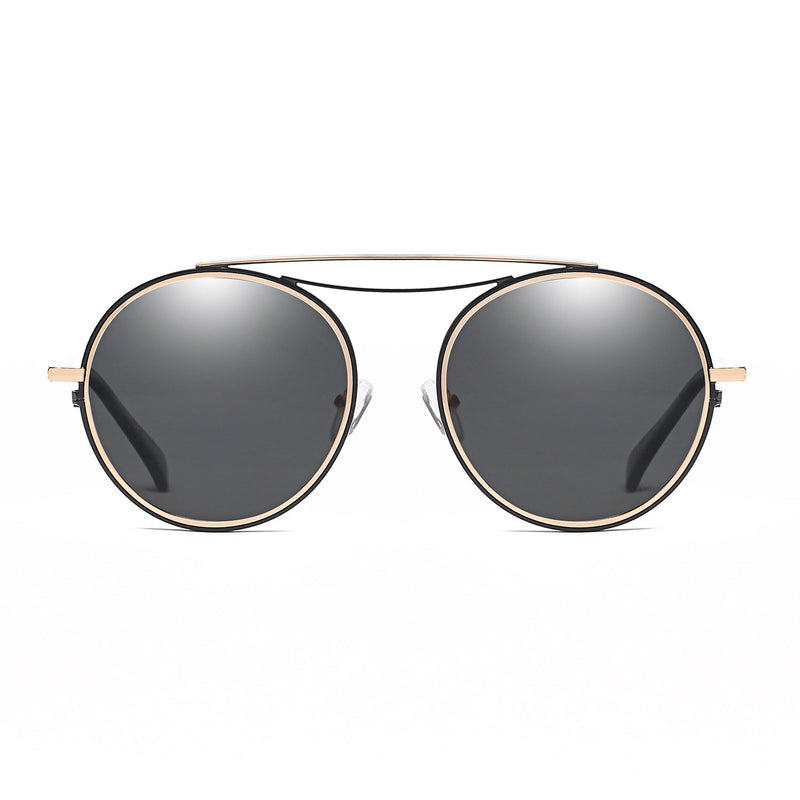 FAIRFAX | Polarized Circle Round Brow-Bar Fashion Sunglasses-10