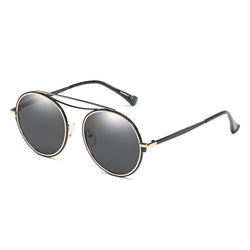 FAIRFAX | Polarized Circle Round Brow-Bar Fashion Sunglasses-11