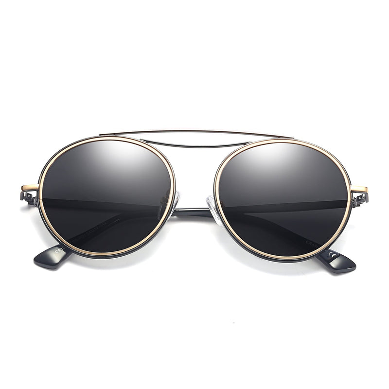 FAIRFAX | Polarized Circle Round Brow-Bar Fashion Sunglasses-14