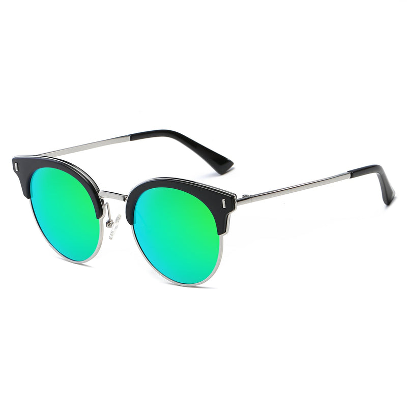 BILOXI | Women Half Frame Round Cat Eye Polarized Sunglasses-11