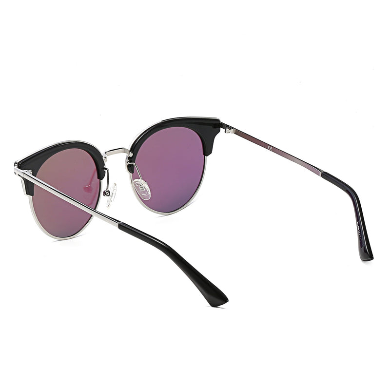 BILOXI | Women Half Frame Round Cat Eye Polarized Sunglasses-13