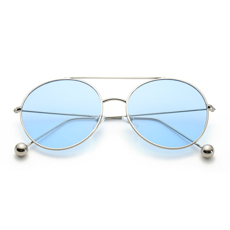 EUREKA | Unisex Round Tinted Lens Aviator Clear Glasses Balled Sunglasses-18
