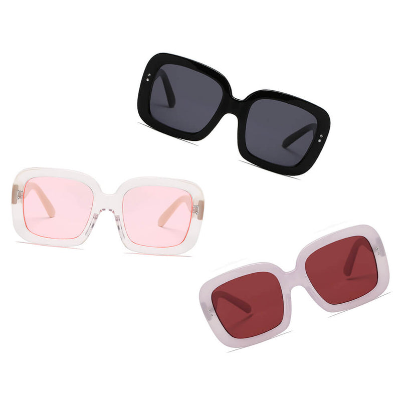 CLEMSON | Women Retro Trendy Vintage Bold Square Oversize Sunglasses-6
