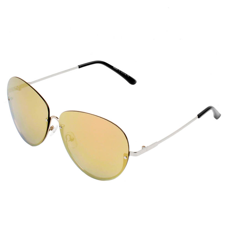 Gruiles - Half Frame Oversize Rimless Fashion Tinted Aviator Sunglasses-0