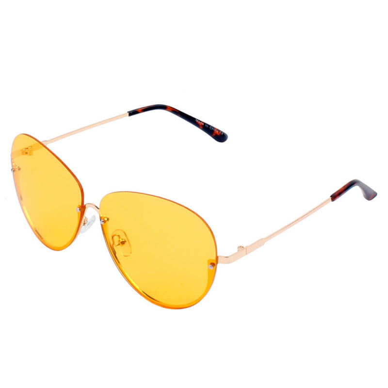 Gruiles - Half Frame Oversize Rimless Fashion Tinted Aviator Sunglasses-2