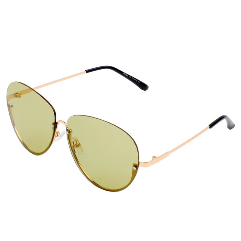 Gruiles - Half Frame Oversize Rimless Fashion Tinted Aviator Sunglasses-3