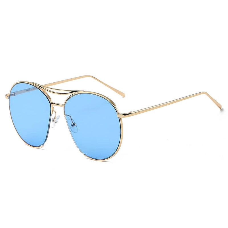 LOUDON | Oversize Tinted Lens Round Aviator Sunglasses-4