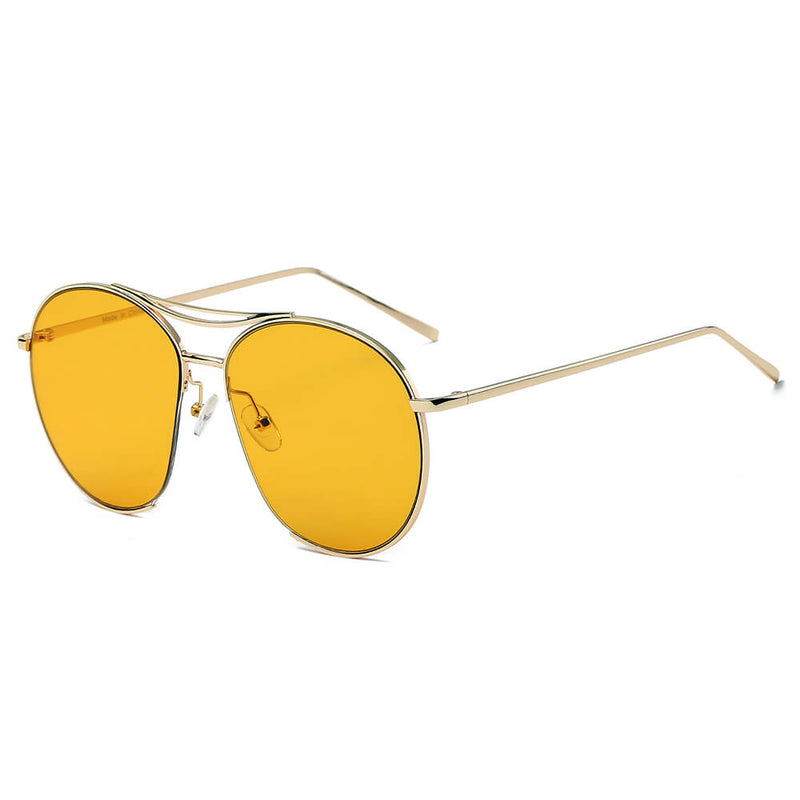 LOUDON | Oversize Tinted Lens Round Aviator Sunglasses-6