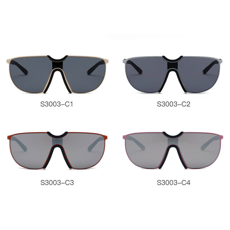 MACON | Large Oversized Unisex Single Lens Aviator Fashion Sunglasses-9