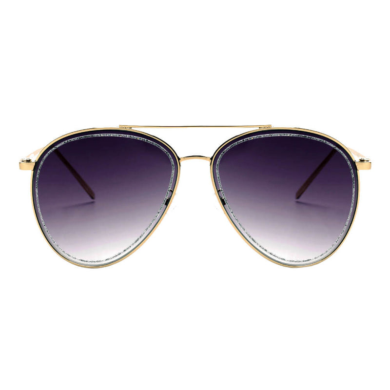 NAMPA | Women Glitter Rimmed Fashion Aviator Sunglasses-1