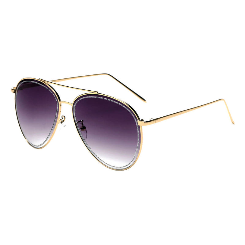 NAMPA | Women Glitter Rimmed Fashion Aviator Sunglasses-0
